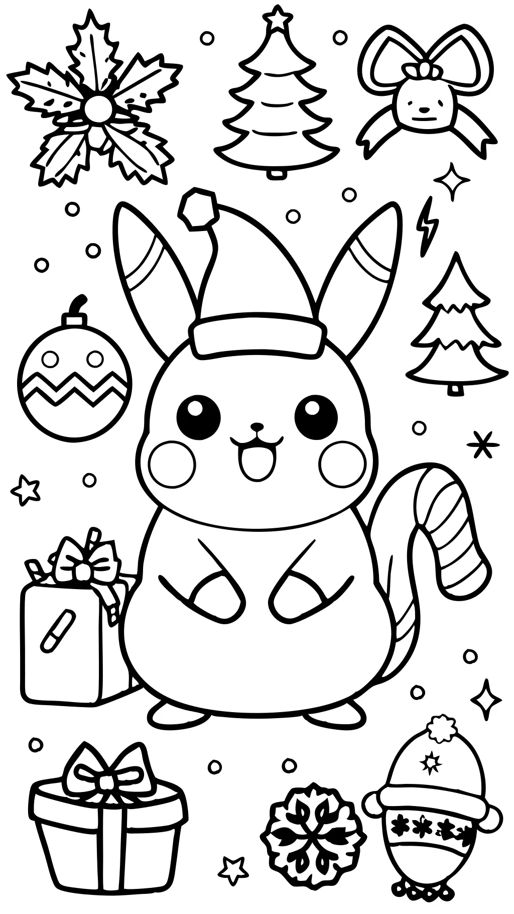 Páginas para colorear de Pikachu de Navidad